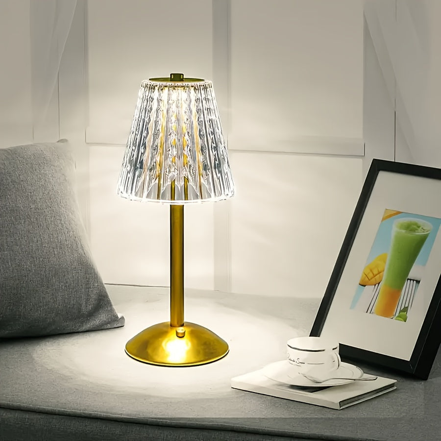 Facetteret krystal touch dæmpbar genopladelig trådløs bordlampe