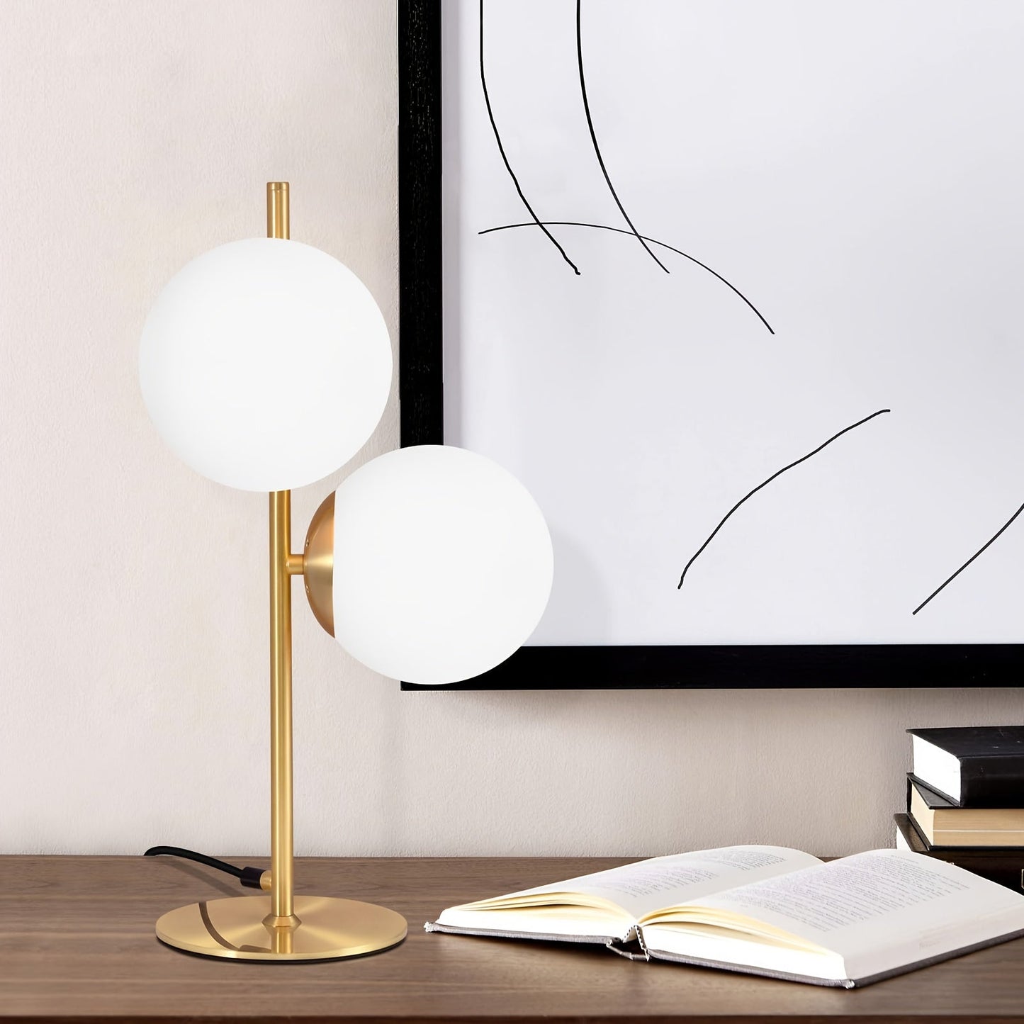 Industriel chic messingramme frostet glas globus bordlampe