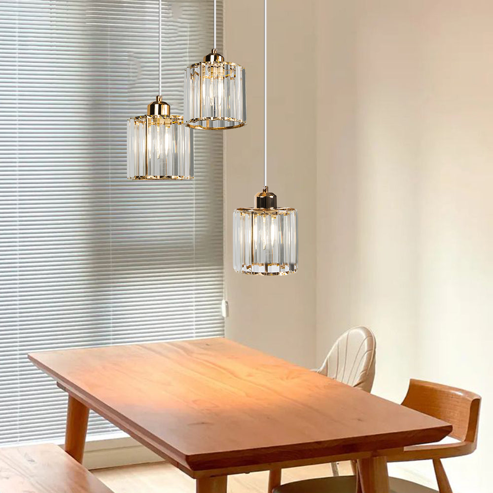 Cubica | Moderne multi-lys metal og krystalprisme pendellampe
