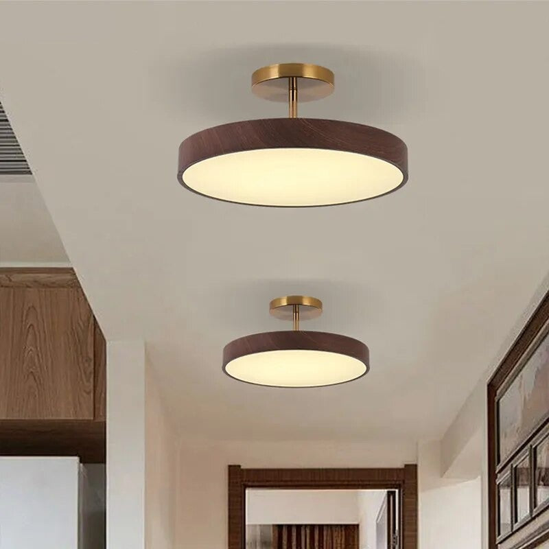 Sylva | Moderne træstruktur cirkulær semi-flush loftslampe