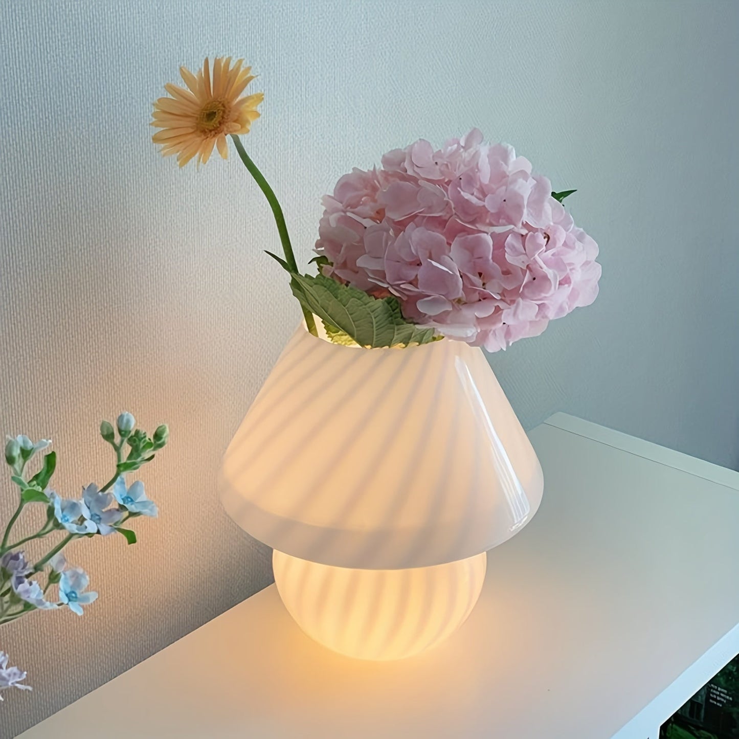 Snoet Kunstglas Svampe Dæmpbar Bordlampe