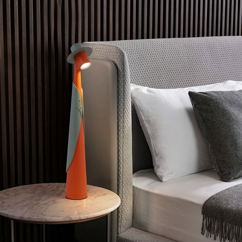 Skulpturel hat-silhuet genopladelig touch-kontrol bordlampe