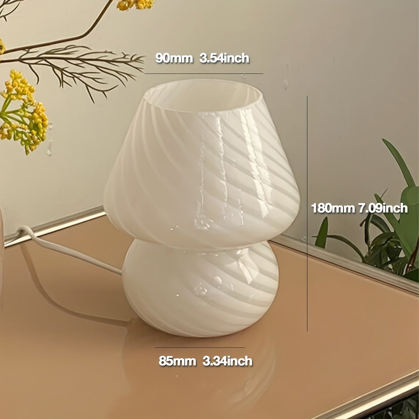 Snoet Kunstglas Svampe Dæmpbar Bordlampe