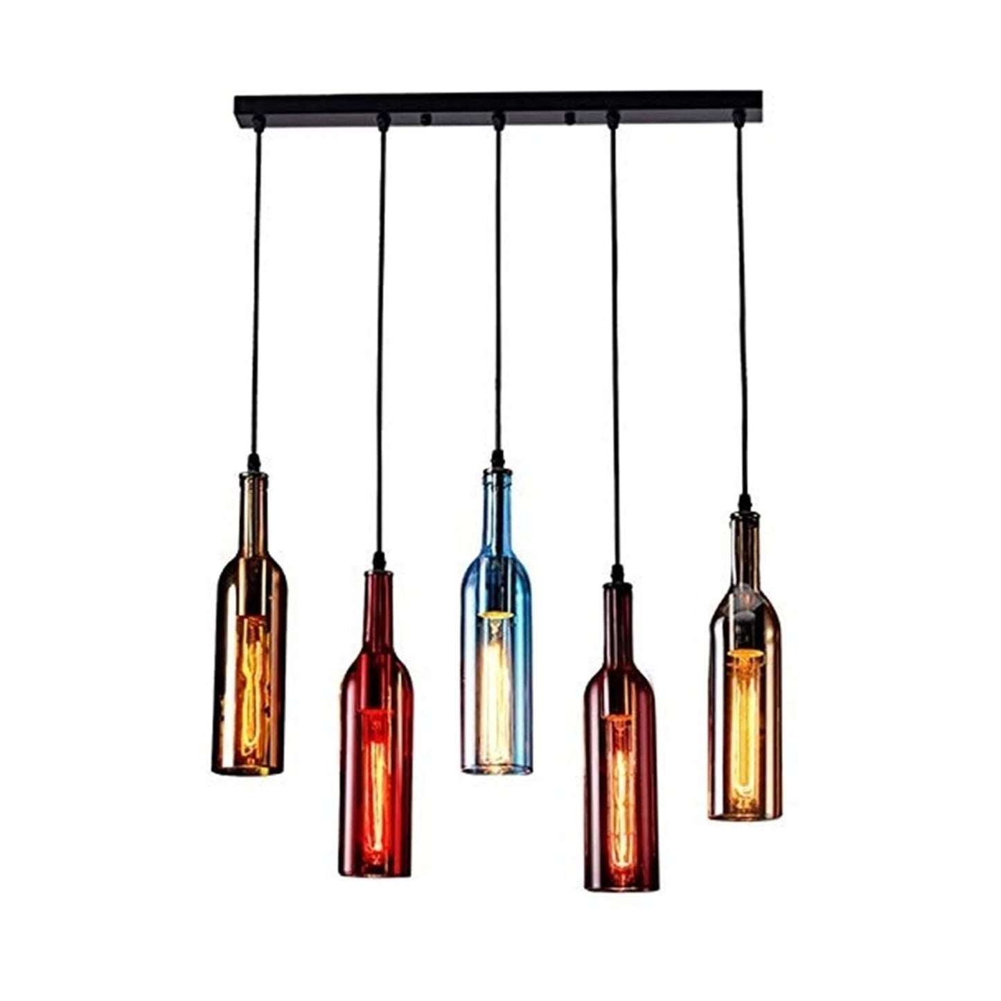 Vireloft | Skulptureret vinflaske glas art deco pendel