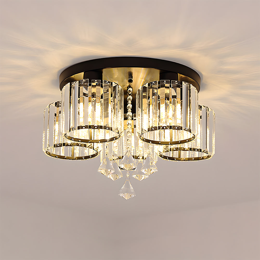 Vespera | Moderne multi-hoved krystalprisme flush mount loftslampe