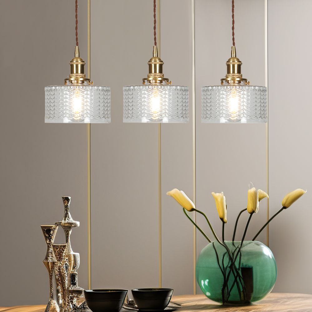 Viridis | Retro tekstureret glas cylinder pendellampe