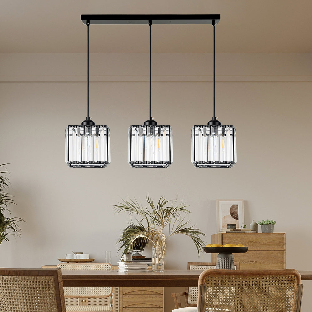 Cubica | Moderne multi-lys metal og krystalprisme pendellampe