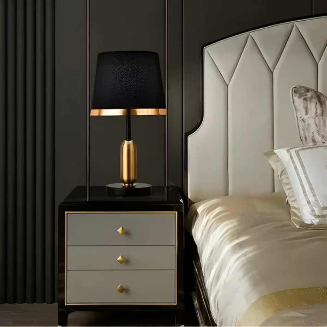 Vintage retro stofskærm med metalbase accent bordlampe