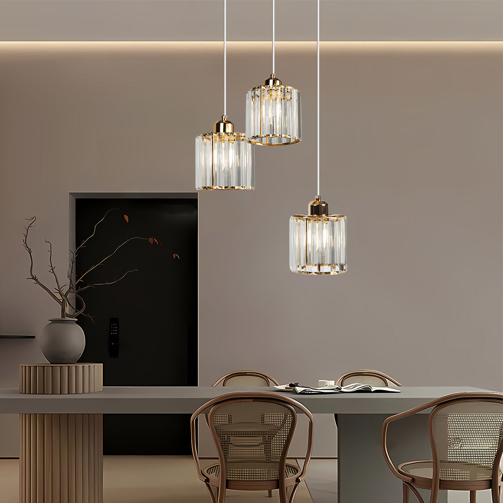 Cubica | Moderne multi-lys metal og krystalprisme pendellampe