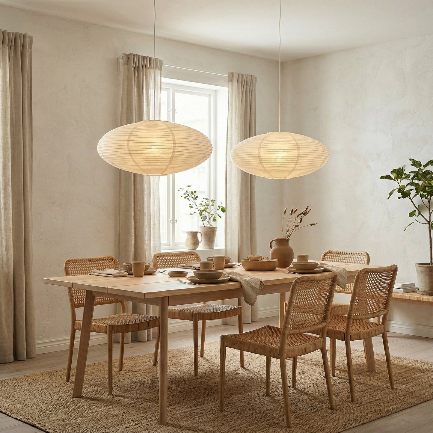 Zeni | Moderne oval Wabi Sabi papirpendellampe