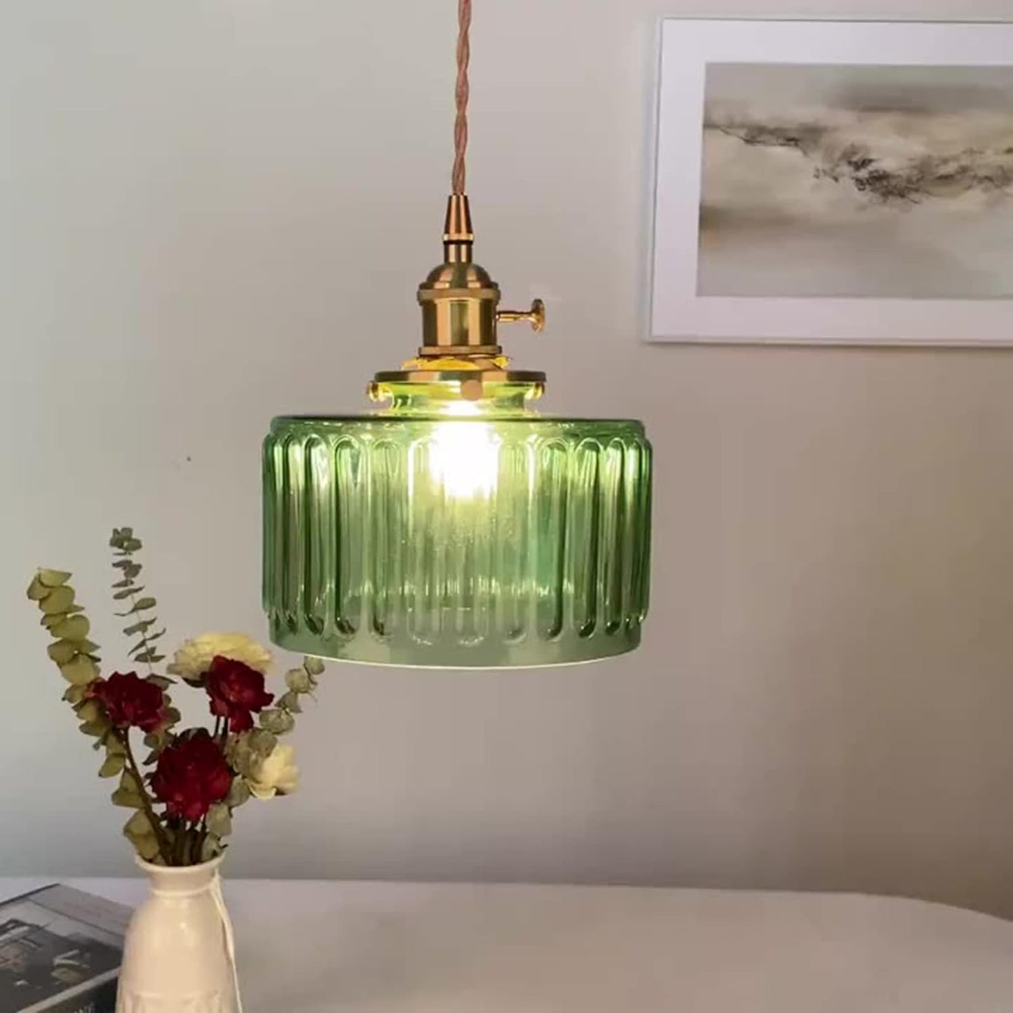 Viridis | Retro tekstureret glas cylinder pendellampe