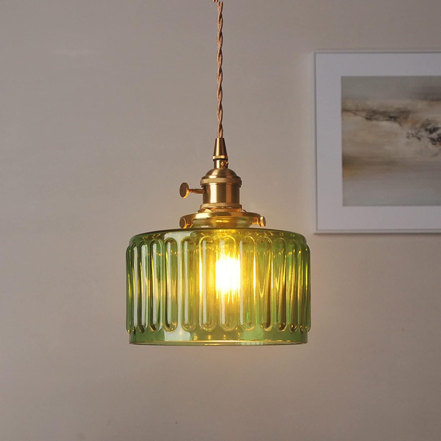 Viridis | Retro tekstureret glas cylinder pendellampe