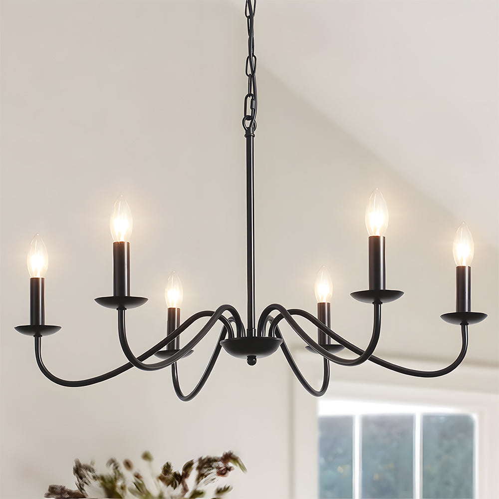 Virona | Moderne sort lysestage-stil buet arm lysekrone