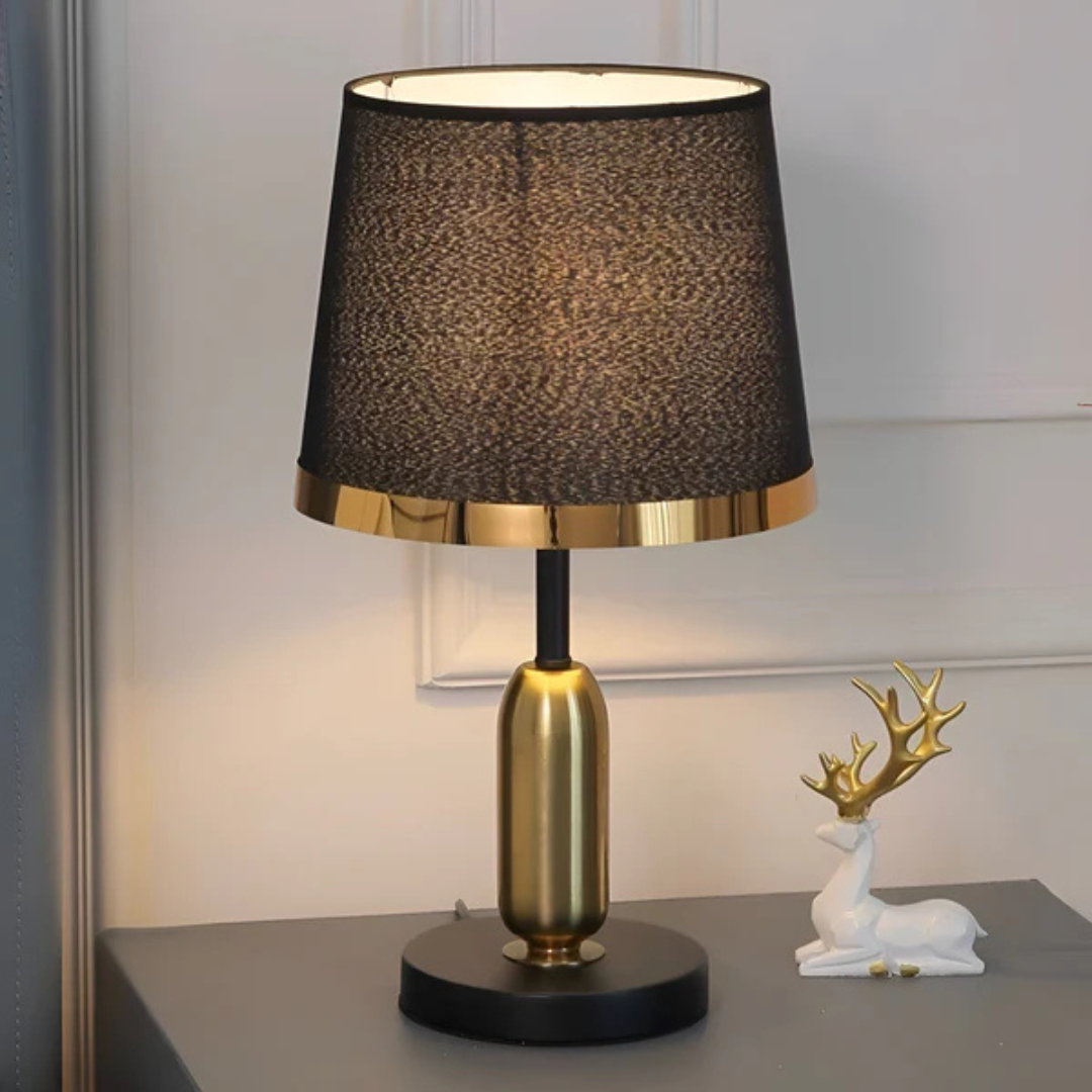 Vintage retro stofskærm med metalbase accent bordlampe