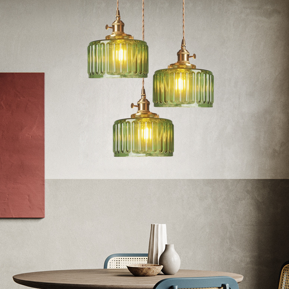 Viridis | Retro tekstureret glas cylinder pendellampe