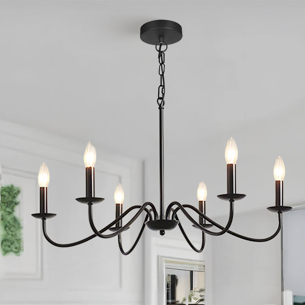 Virona | Moderne sort lysestage-stil buet arm lysekrone
