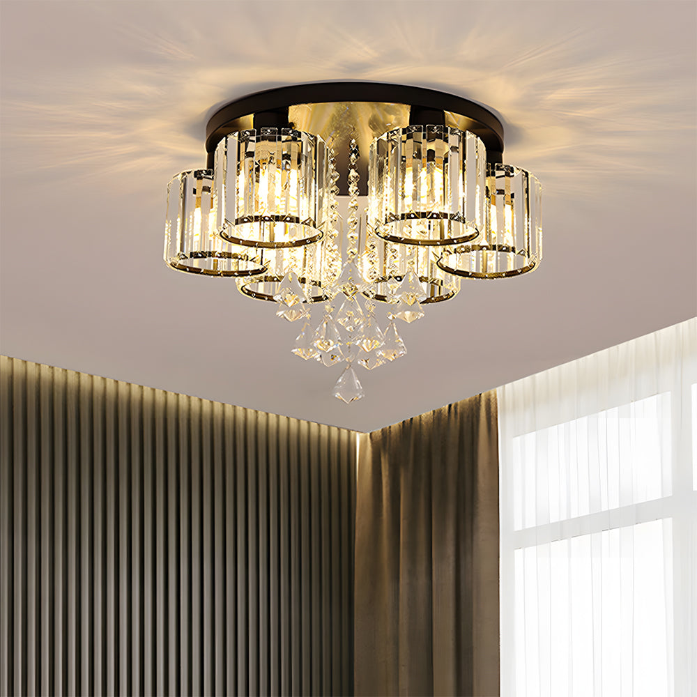 Vespera | Moderne multi-hoved krystalprisme flush mount loftslampe
