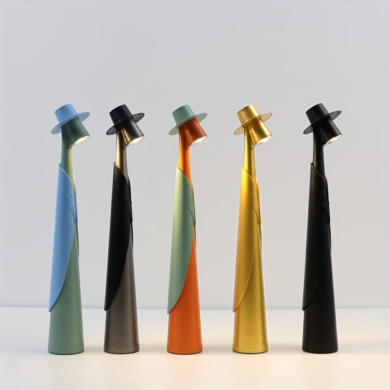 Skulpturel hat-silhuet genopladelig touch-kontrol bordlampe