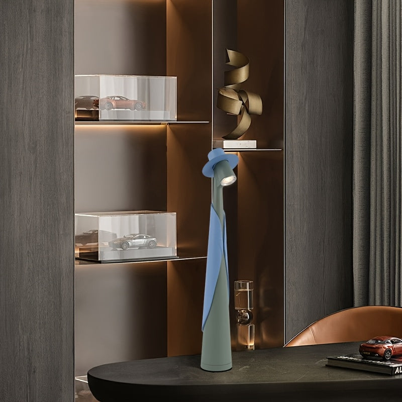 Skulpturel hat-silhuet genopladelig touch-kontrol bordlampe