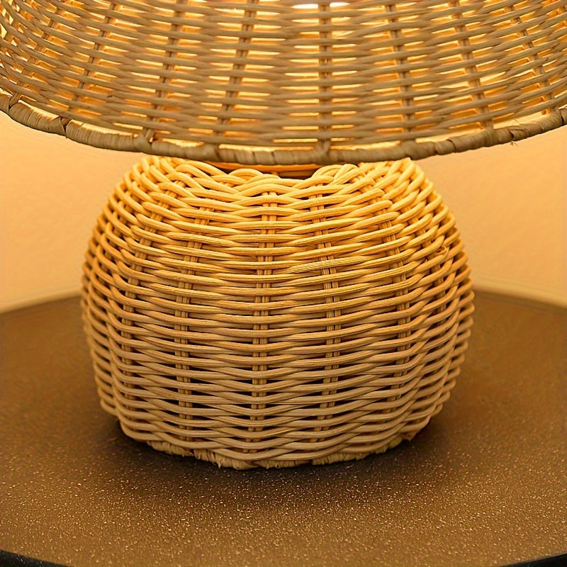 Håndvævet bambusflet rustik zen boho bordlampe