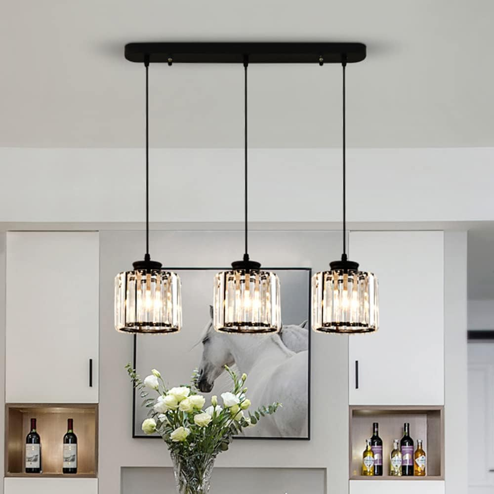 Cubica | Moderne multi-lys metal og krystalprisme pendellampe