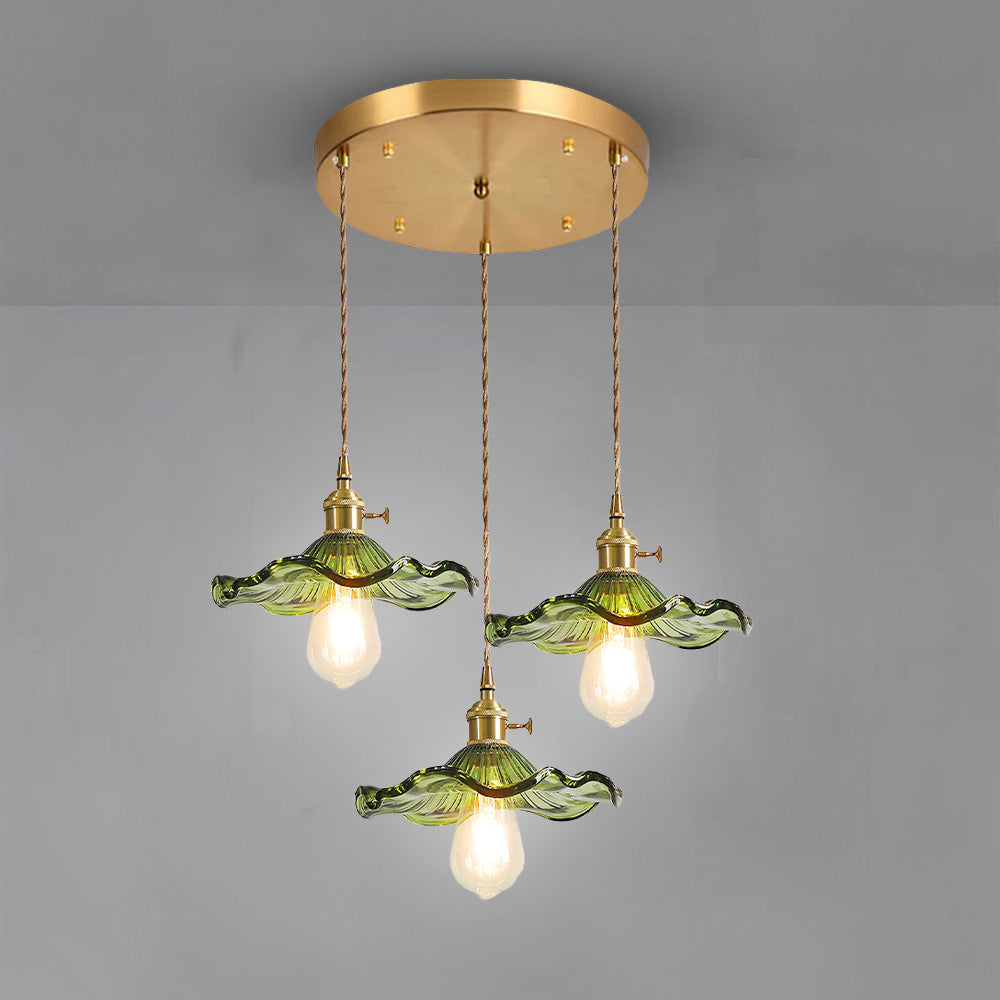 Floria | Elegant hibiscusblomst formet rillede glaspendellampe