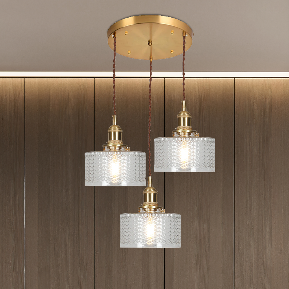 Viridis | Retro tekstureret glas cylinder pendellampe