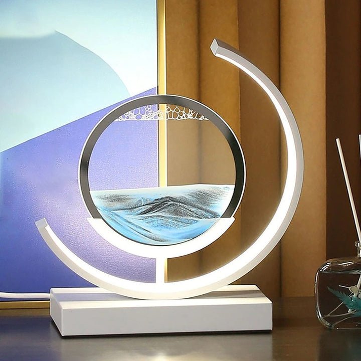 Roterende sandkunst skulptur bordlampe med stemningsbelysning