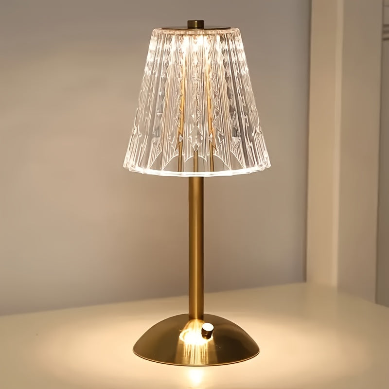 Facetteret krystal touch dæmpbar genopladelig trådløs bordlampe