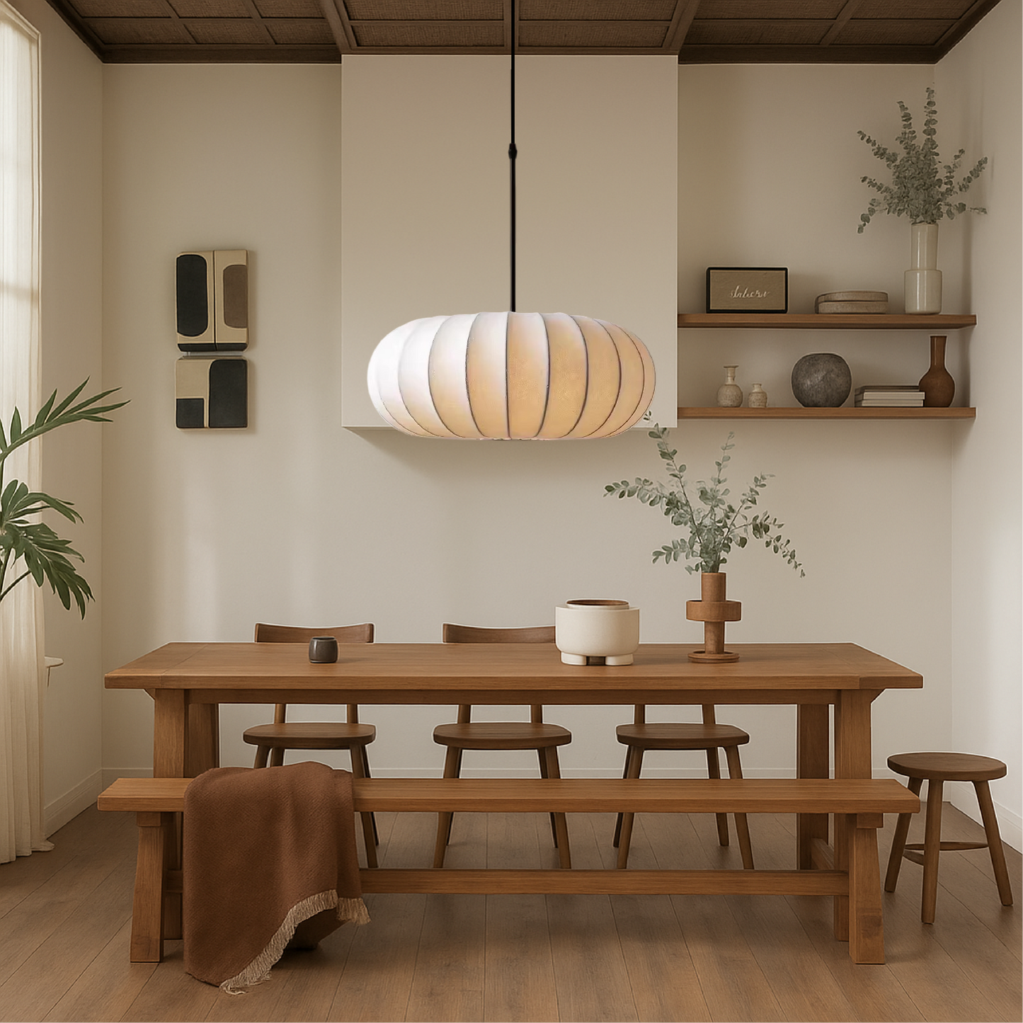 Serica | Wabi Sabi ribbet oval pendellampe