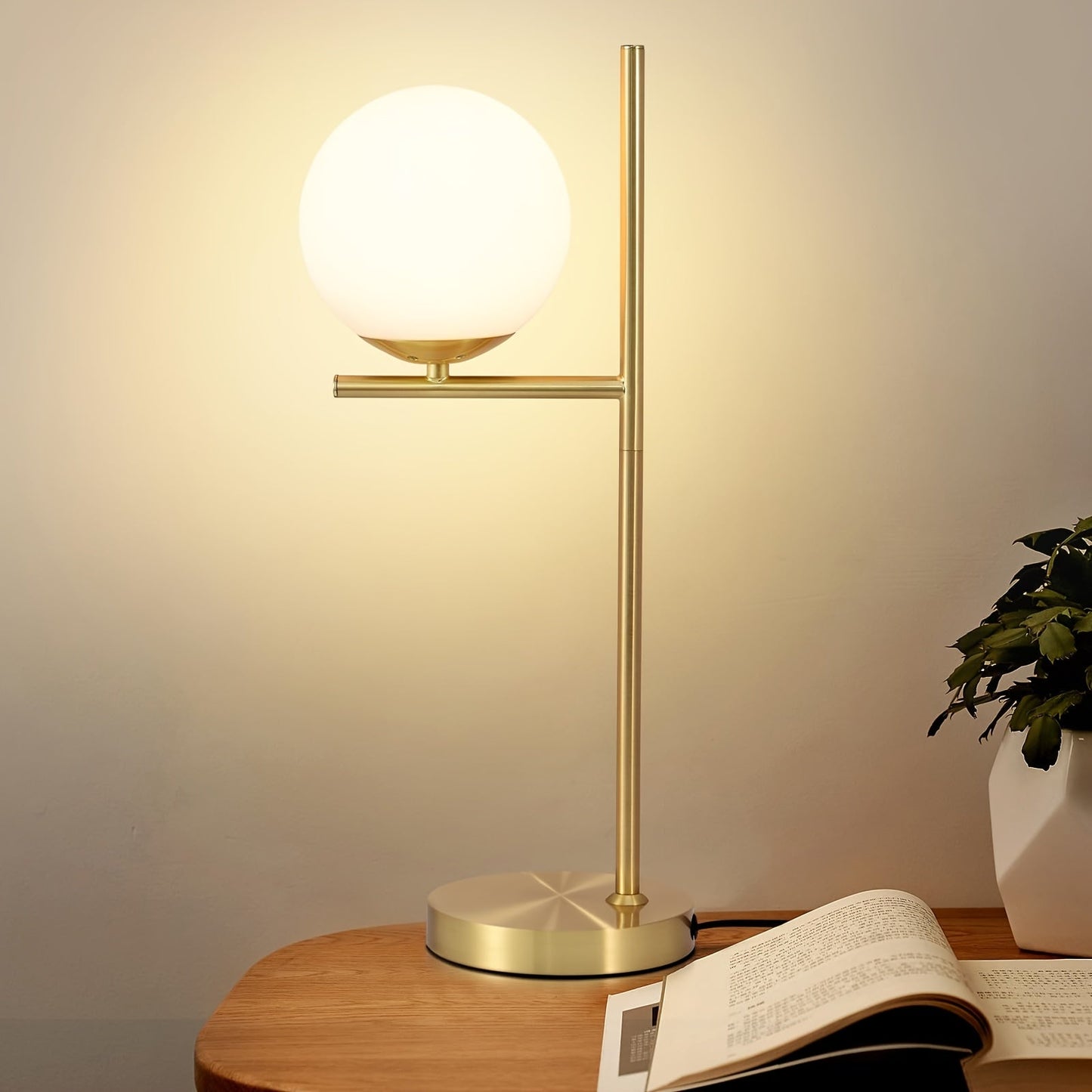 Industriel chic messingramme frostet glas globus bordlampe