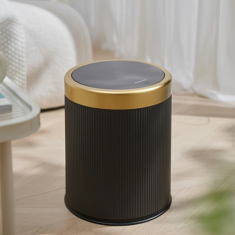Elegant oval affaldsspand med pulverlakeret tryk-top og dobbelt indvendig spand