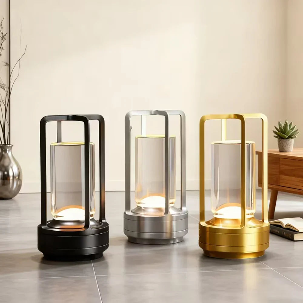 Moderne cylinder metalramme touch-kontrol bordlampe