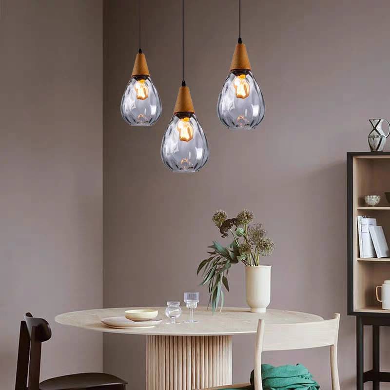 Niris| Minimalistisk dråbeformet tekstureret glas pendellampe