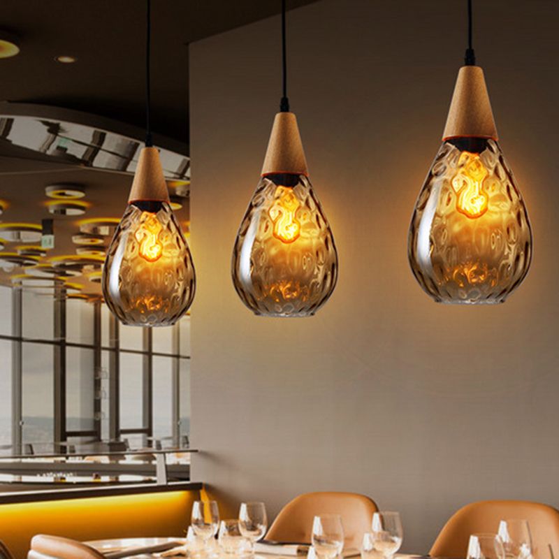 Niris| Minimalistisk dråbeformet tekstureret glas pendellampe