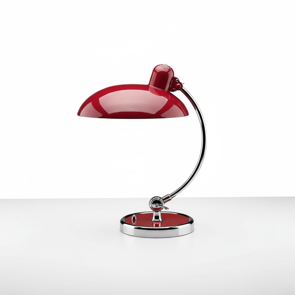 Buet arm Bauhaus skandinavisk skulpturel krom bordlampe