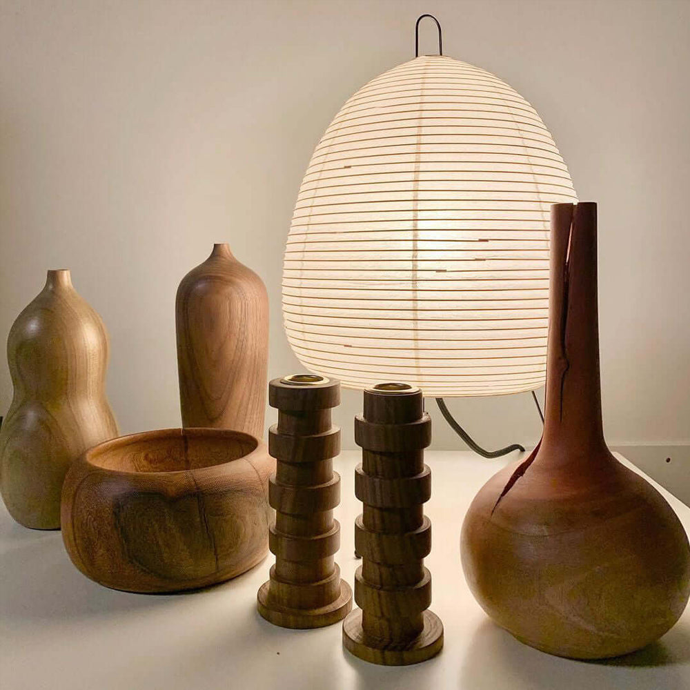 Kryntaleo | Japansk Ribbede Bambus Silhuet Oriental Accent Bordlampe