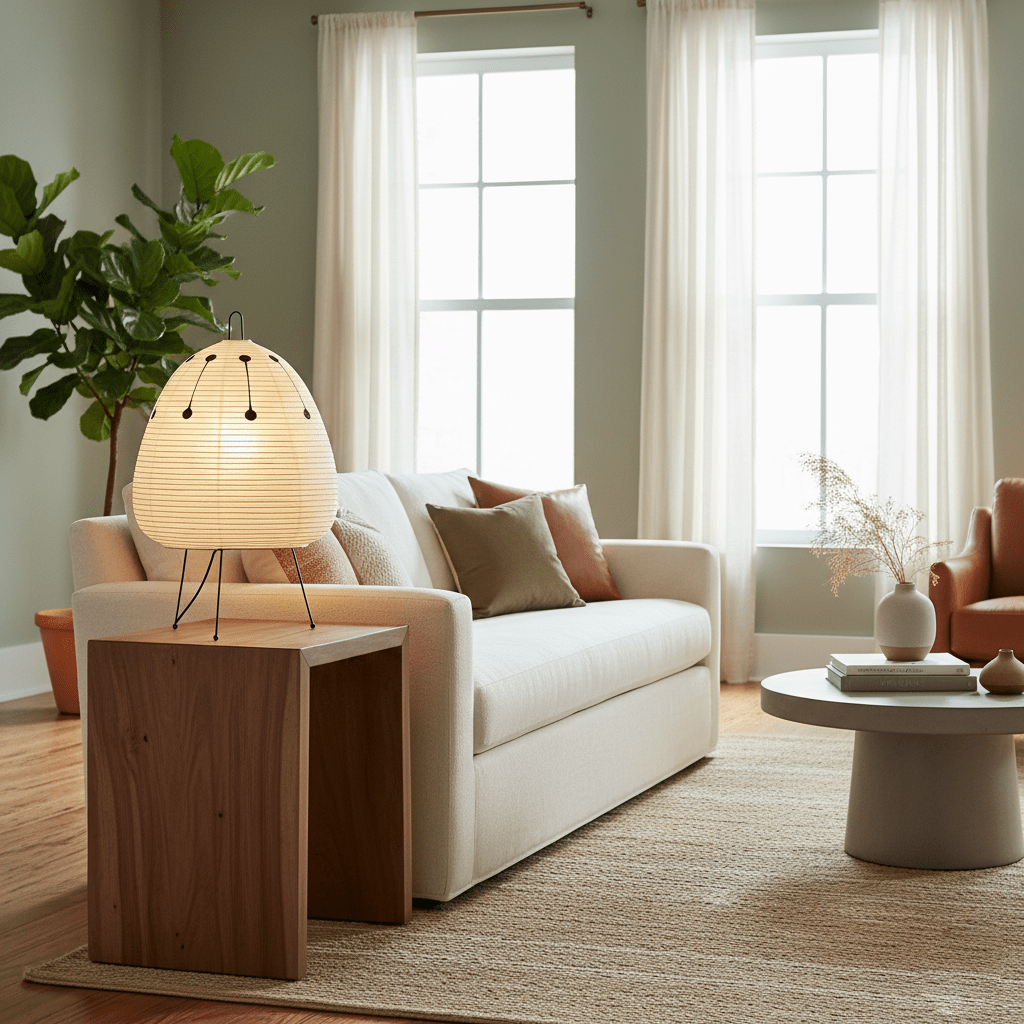 Kryntaleo | Japansk Ribbede Bambus Silhuet Oriental Accent Bordlampe