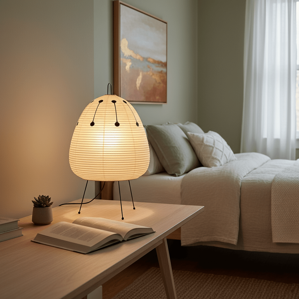 Kryntaleo | Japansk Ribbede Bambus Silhuet Oriental Accent Bordlampe