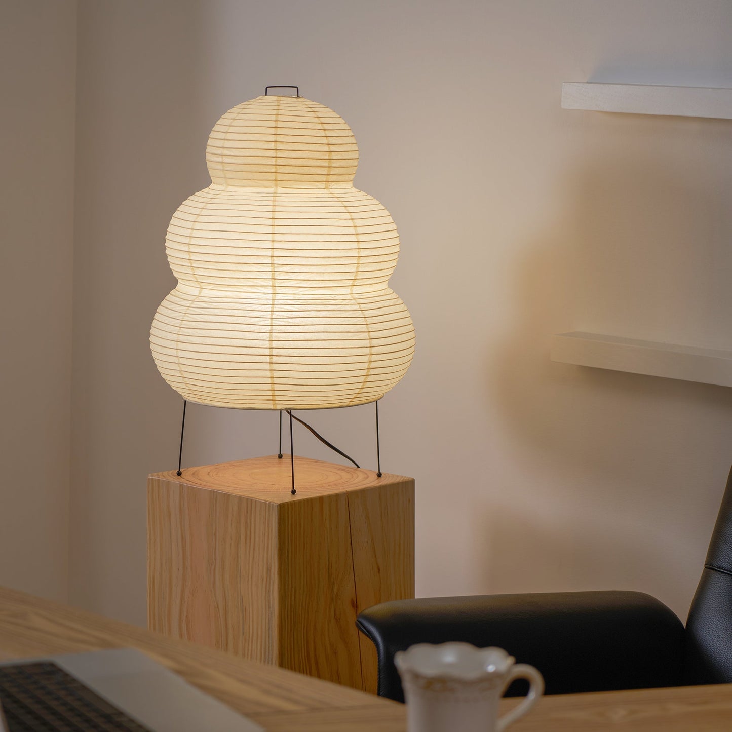 Kryntaleo | Japansk Ribbede Bambus Silhuet Oriental Accent Bordlampe