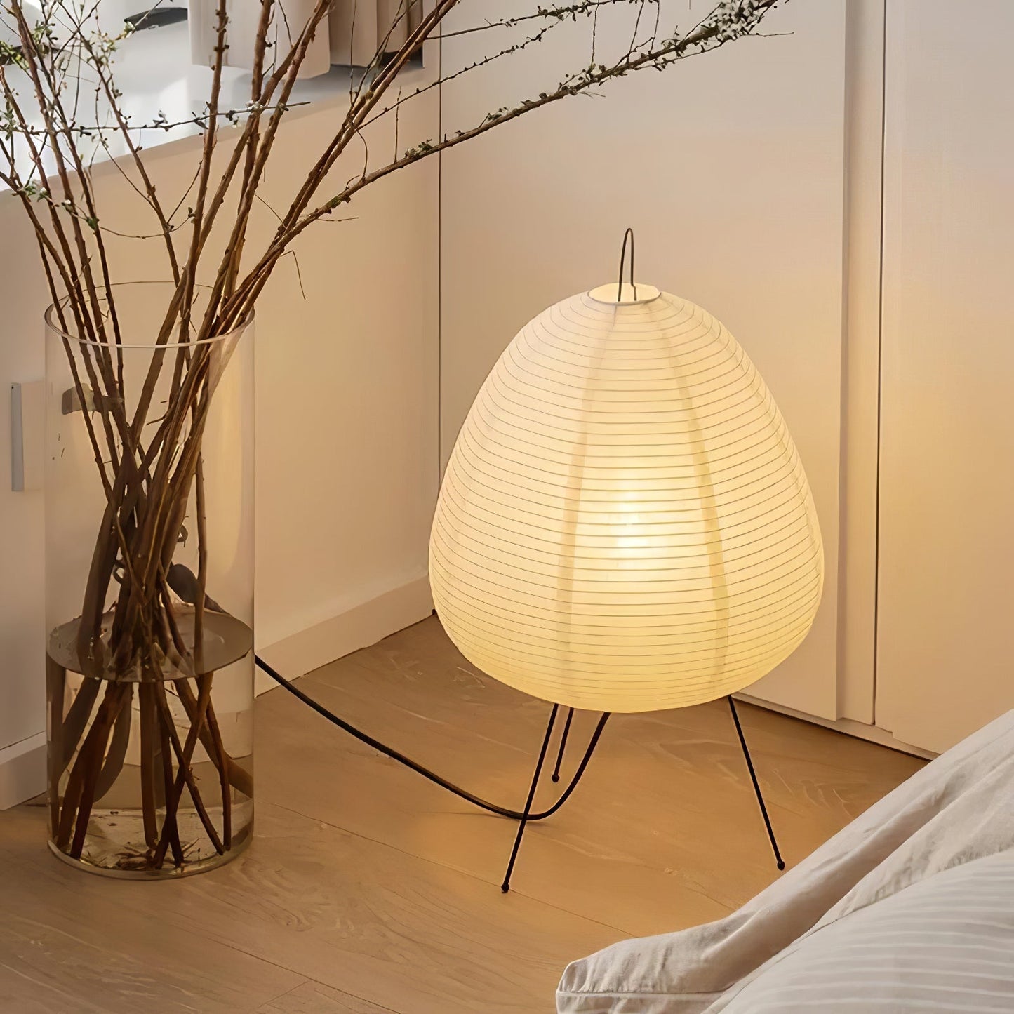 Kryntaleo | Japansk Ribbede Bambus Silhuet Oriental Accent Bordlampe