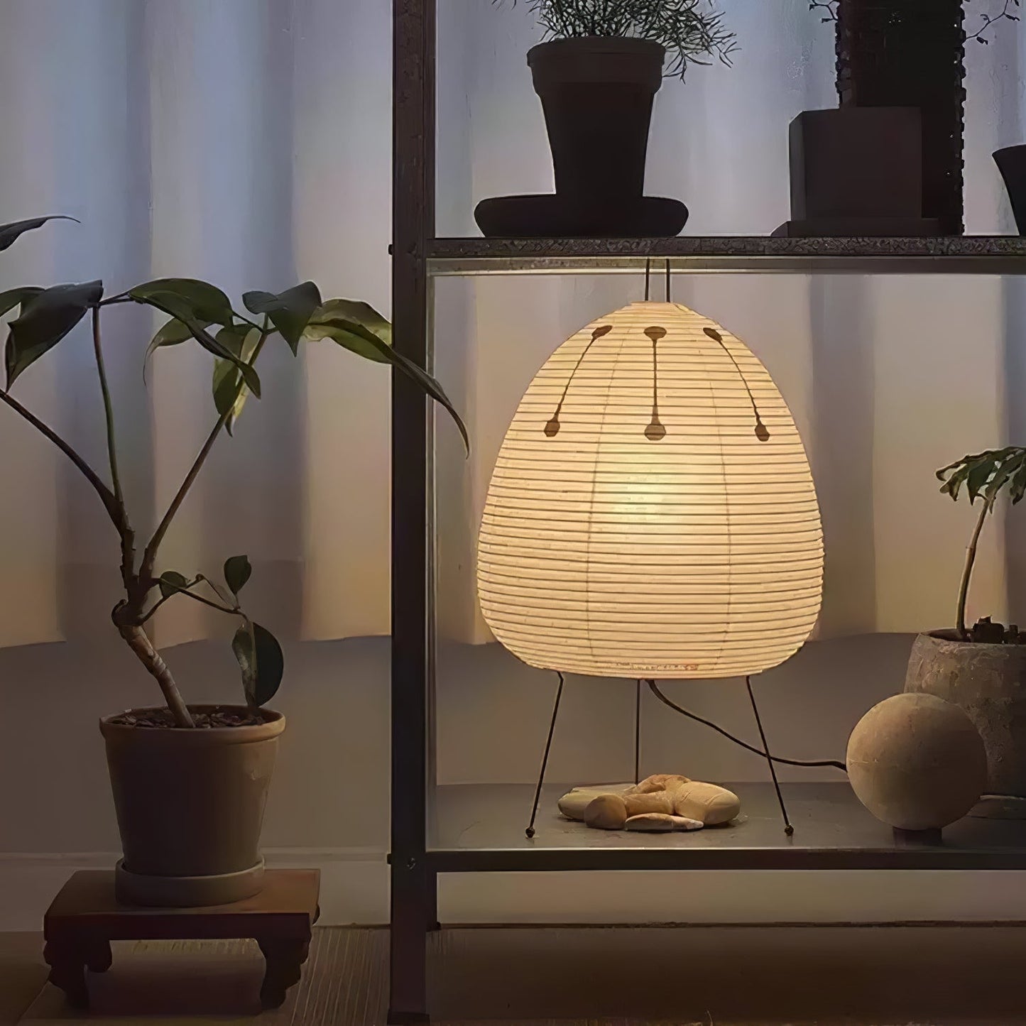 Kryntaleo | Japansk Ribbede Bambus Silhuet Oriental Accent Bordlampe