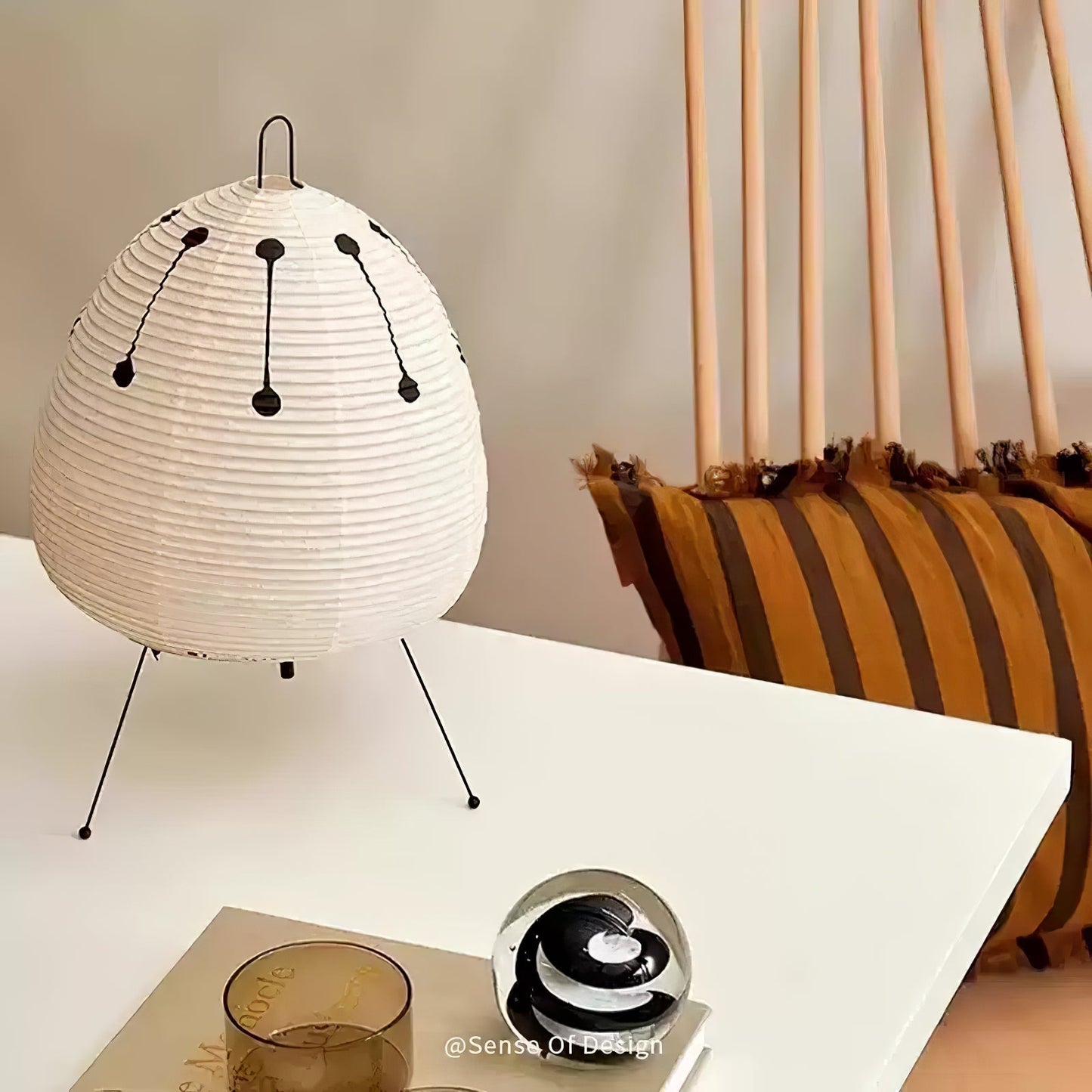 Kryntaleo | Japansk Ribbede Bambus Silhuet Oriental Accent Bordlampe