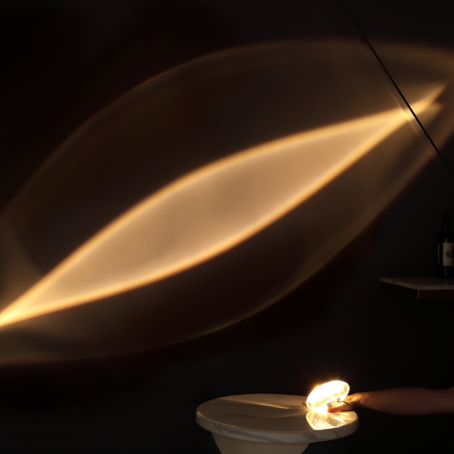 Vaelenoe | Skulpturel Oval Krystal Sten Bordlampe