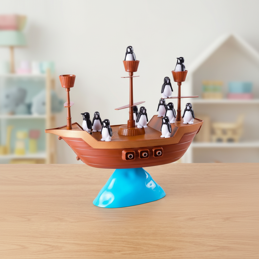 Vakkelvorn piratskib pingvin stable balance brætspil legetøjssæt  
