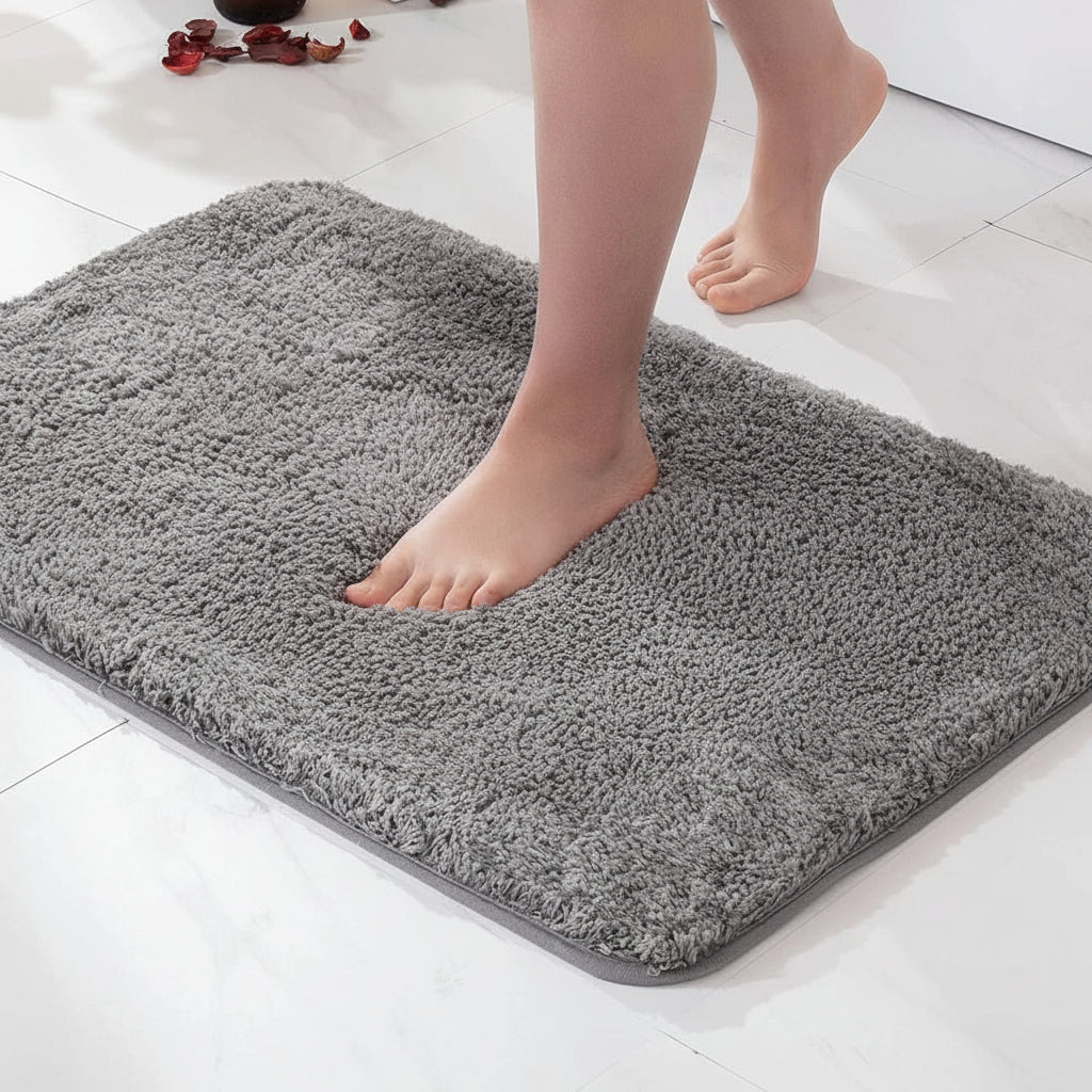 Ultra blød mikrofiber badeværelsesmåtte, absorberende og skridsikker