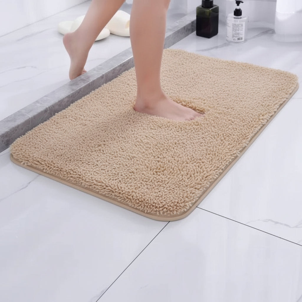 Ultra blød mikrofiber badeværelsesmåtte, absorberende og skridsikker