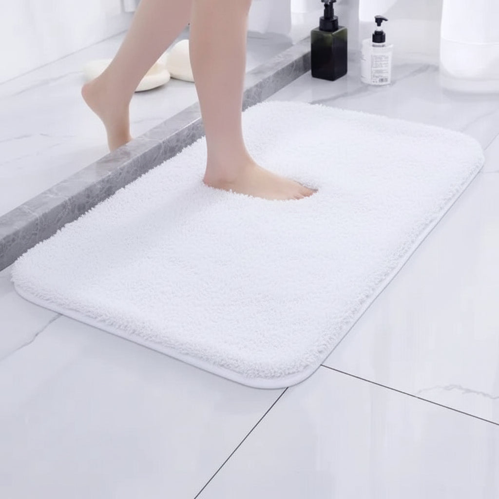 Ultra blød mikrofiber badeværelsesmåtte, absorberende og skridsikker