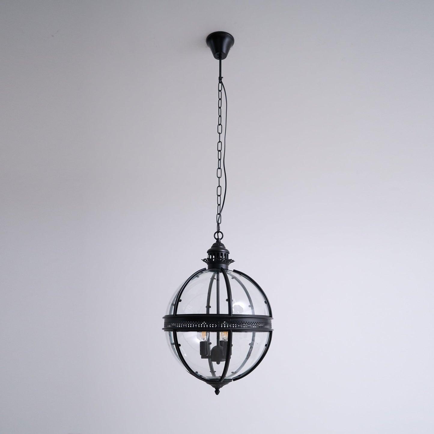 Vinse | Vintage sfærisk transparent glas pendellampe