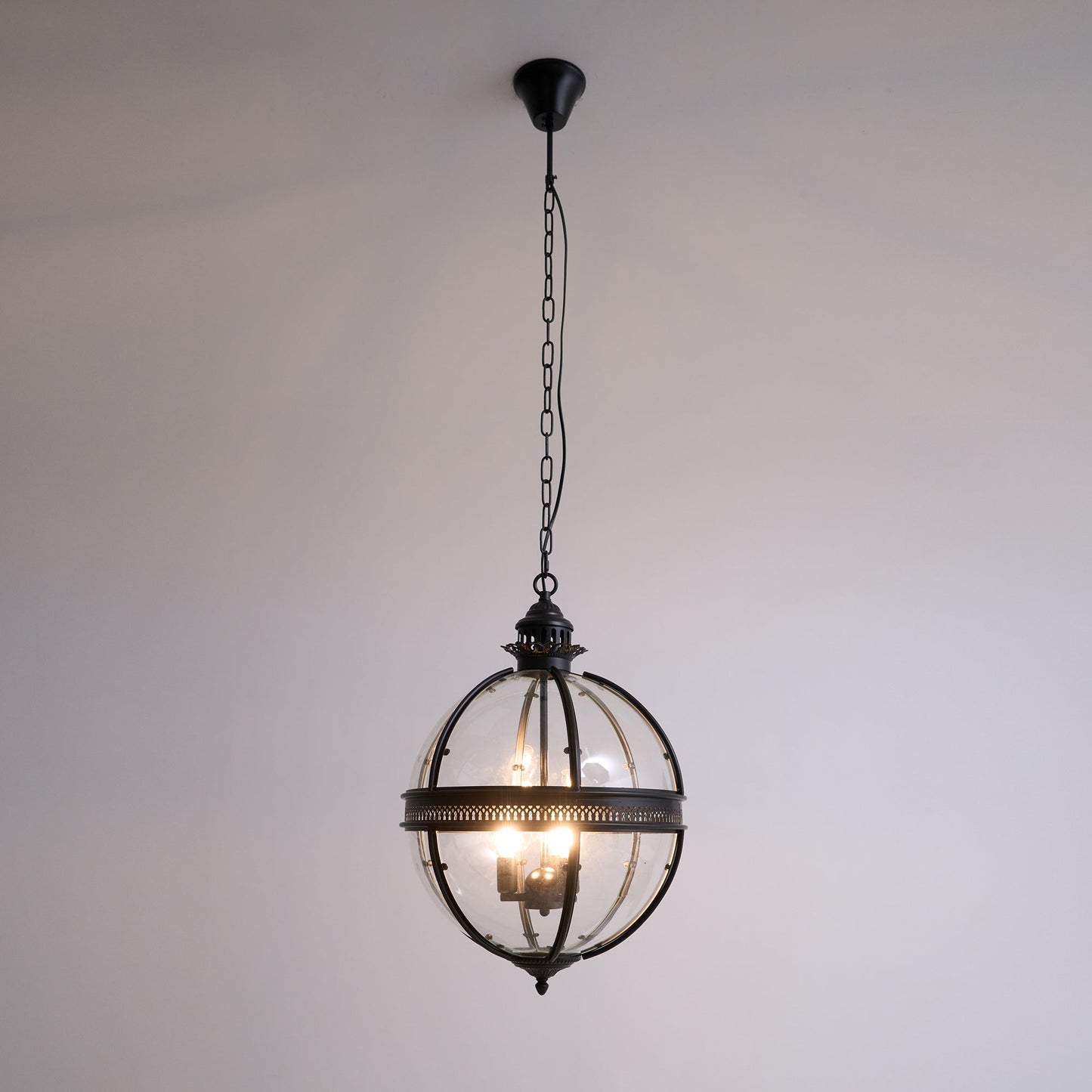 Vinse | Vintage sfærisk transparent glas pendellampe
